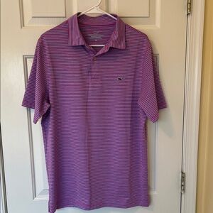Vineyard Vines Men's Polo in Purple and Pink Stripes